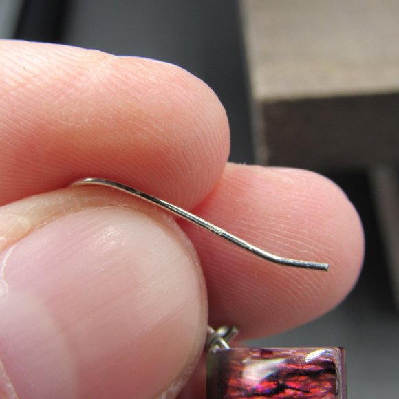 Sterling Silver Red Unique Shell Dangle Earrings Vintage - Picture 3 of 5